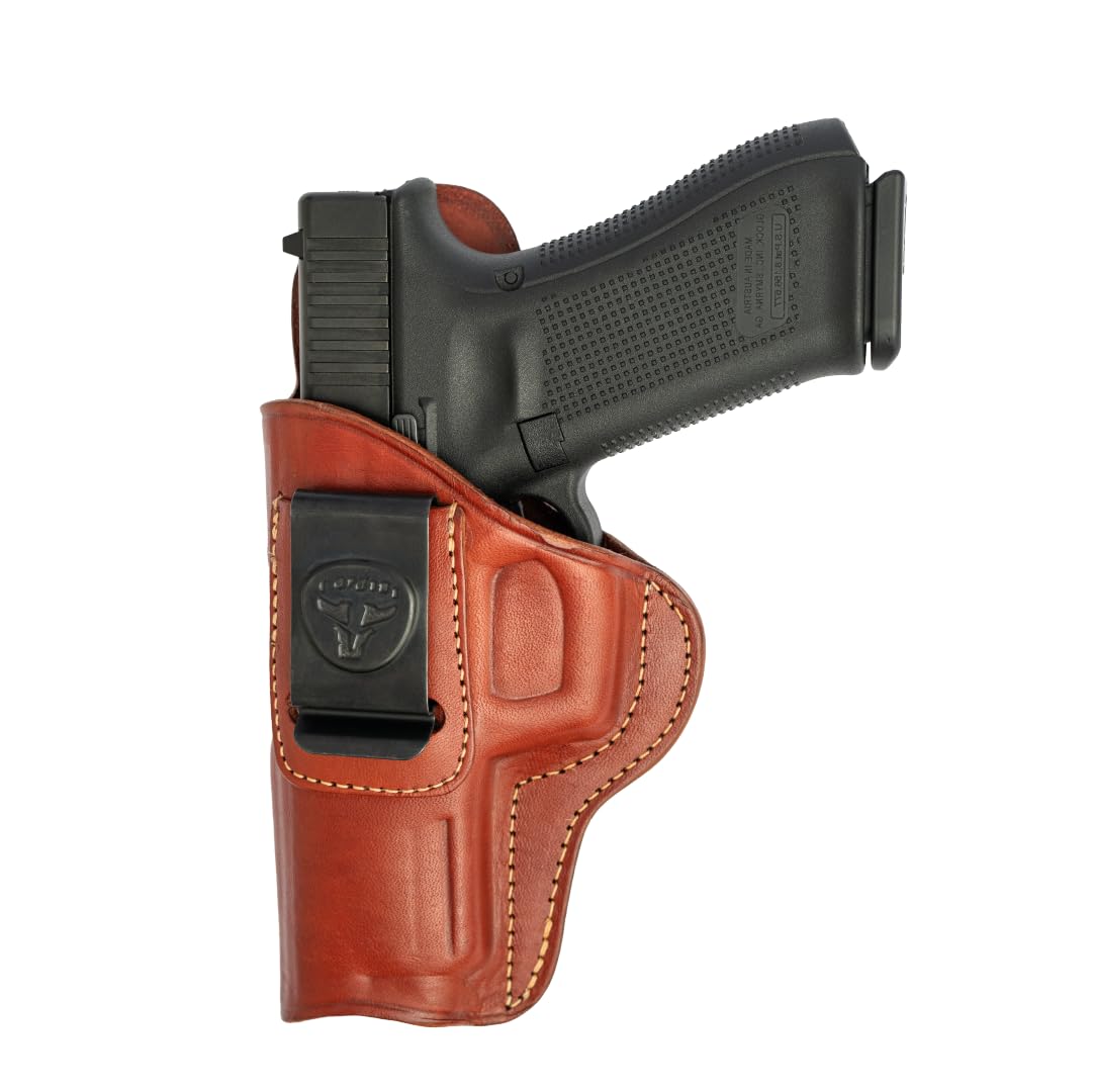Cardini Leather Premium IWB Holster - Leather Holster for Glock 17, 22, 48, 21, 20, 31, Sig P220, P226, P227, Springfield XD-M, XD-S, HK VP9, 4.5'