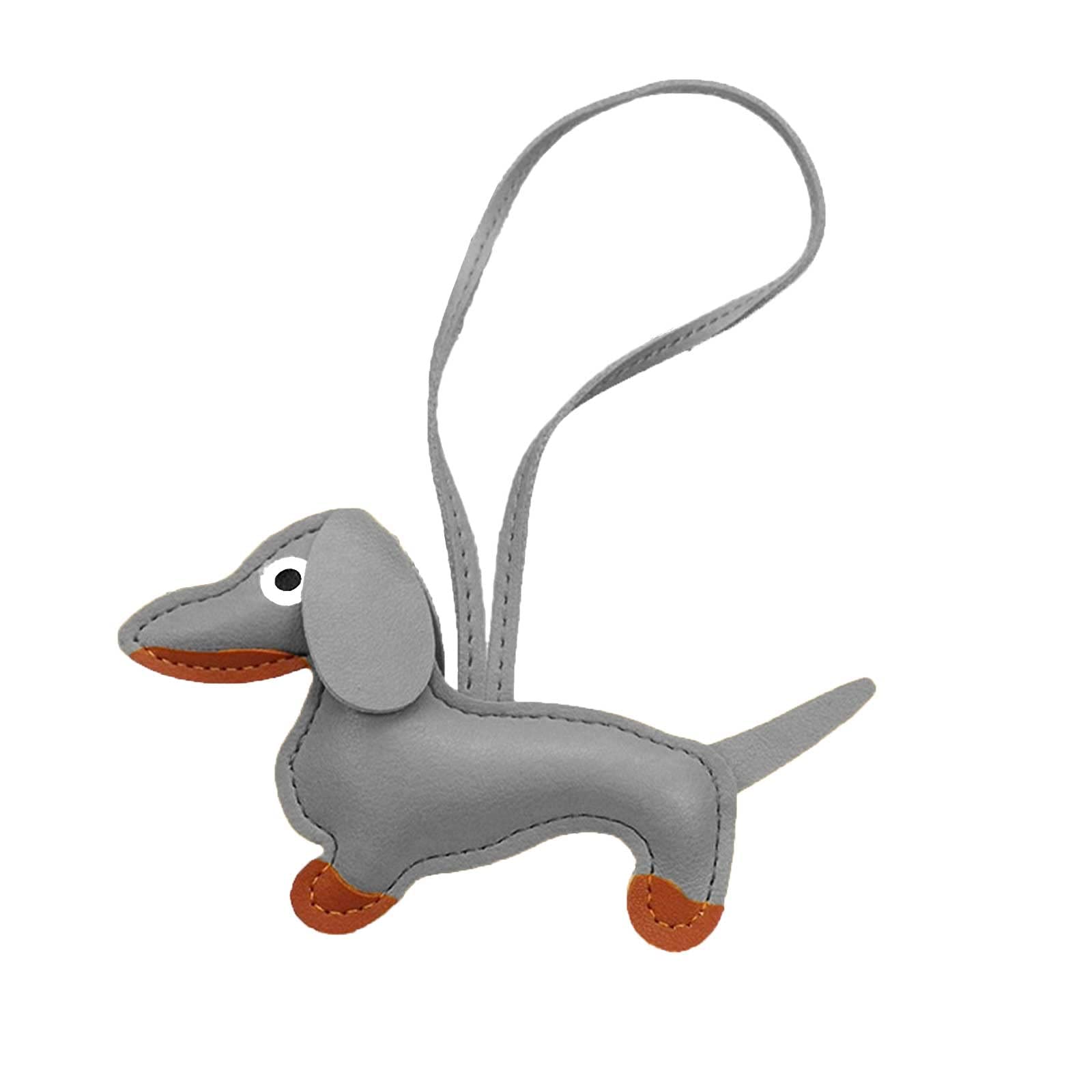 Luofeng Gray Carabiner Buckle,Mini Cute Dachshund Dog Keychain Pendant Lovely Pu Leather Animals Keyring Charm For Purse Bag Backpack Handbag