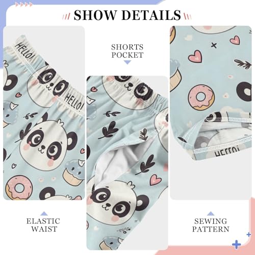 Cute Panda Bear Pastel Pajamas Bottoms with Pockets Comfy Pjs Sleepwear Elastic Waistband Pajamas Pants Lounge Pants for 6-14 Years4
