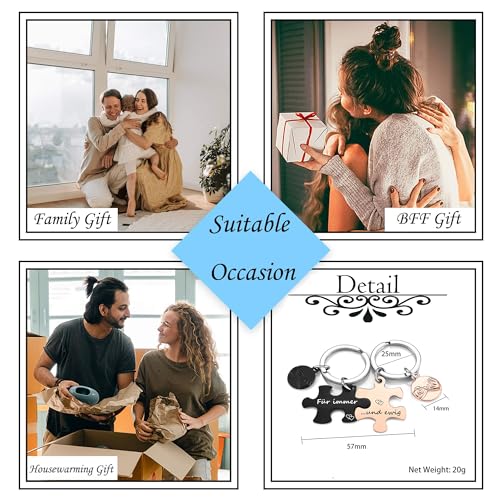 AllerPierce Partner Schlüsselanhänger mit Gravur- Für immer und ewig, 2pcs Puzzle Schlüsselanhänger Edelstahl Schlüsselbund BFF Schlüsselring Keychain Geschenk für Liebhaber Partner