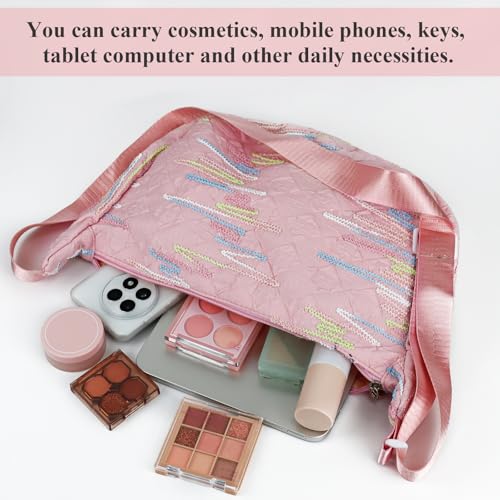 Crossbody Bag for Women, Shoulder Bag with Widen & Adjustable Shoulder Strap, Embroidered Large Shoulder Bag4