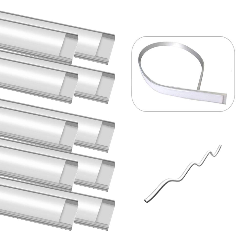 Buy LightingWill 10 Pack Bendable LED Aluminum Channel System,Silver Color,U Shape,with Milk