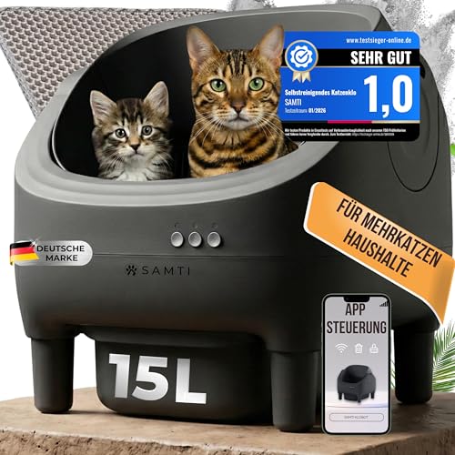 SAMTI Klobot - Selbstreinigender Katzenklo Roboter, 15L XXL-Behälter für...
