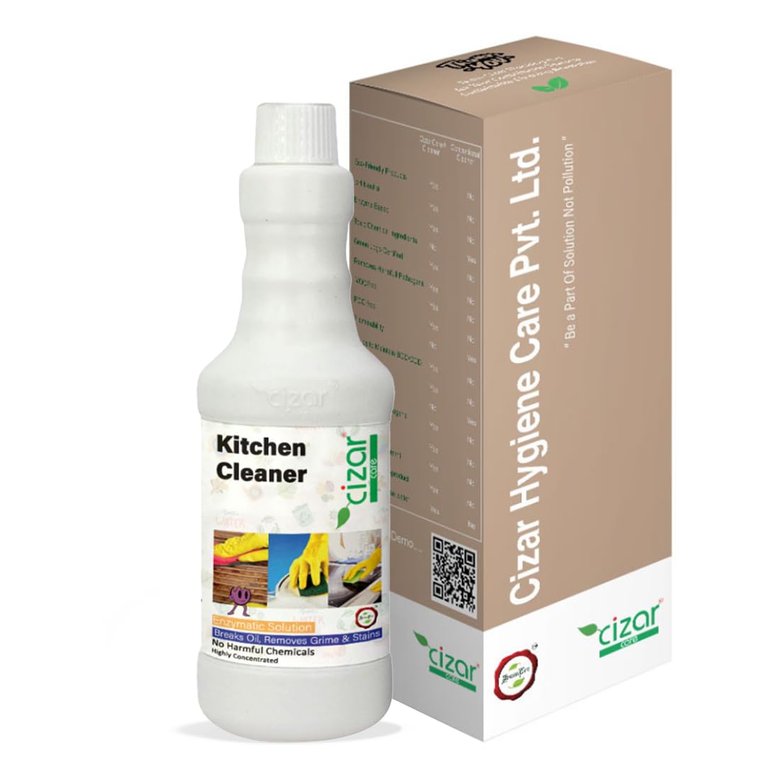 Cizar Natural Kitchen Cleaner | Fights Tough Grease & Stain Remover | Organic Enzyme Based | Non-Toxic, Eco-Friendly, Safe for Sensitive Skin | For Kitchen Surface, Gas Stove | Chimney Cleaner | 650ml