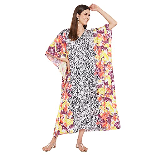 Image of Oussum Women Kaftan Plus Size Polyester Summer Lightweight Caftan Swimsuit Cover Ups Maxi African Mumu Lounge House Dress