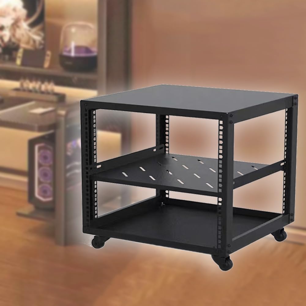 Armadio rack mobile resistente per componenti audio, supporto HiFi regolabile, organizer per console multimediale con ruote, torre di archiviazione per amplificatori (altezza 40 cm)