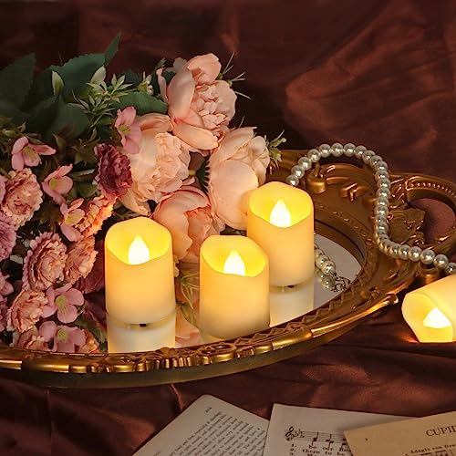 Image of Rechargeable Flameless Flickering Tea Light Candles Remote Control High Brightness Votive Candles with Cycling Timer, for Home and Holiday Decor, Pack of 6.
