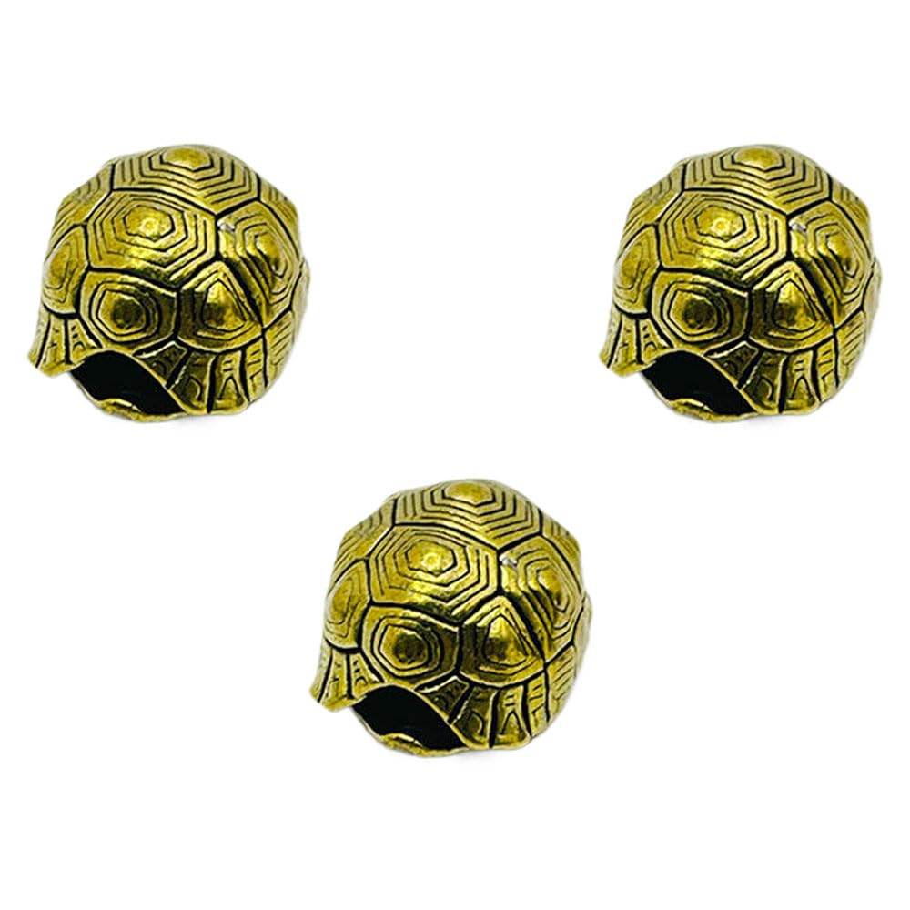 VORYRUM 3 Pcs Retro Brass Turtle Shell Bell Copper Ornament Car Keychain Pendant Lucky Animal Statue Desktop Decor