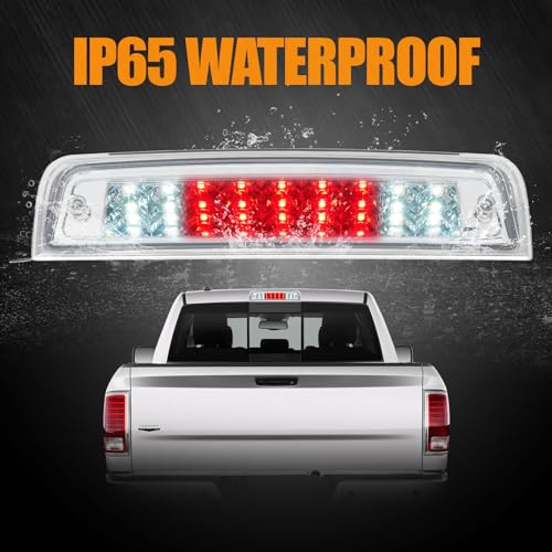 Image of Third 3rd Brake Light LED for 2009-2017 Dodge Ram 1500, High Mount Rear Brake Lights Assembly for 10-17 Ram 2500 3500, Waterproof Center Cab Lamp Cargo Stop Light (Chrome)