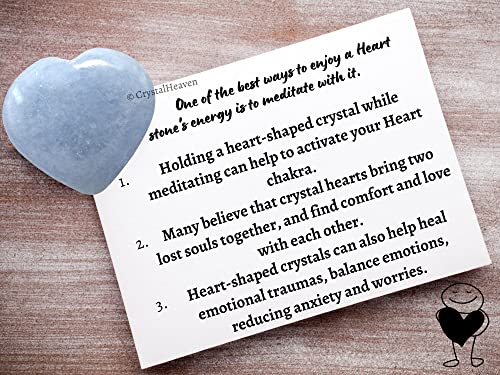 Image of Crystal Heaven Certified Blue Calcite Crystal Heart Palm Pebbles Stones For Anxiety Stress Relief Massage - Aaa Grade Original Healing Gemstone Agate Heart Palm Stone For Yoga Meditation Spiritual