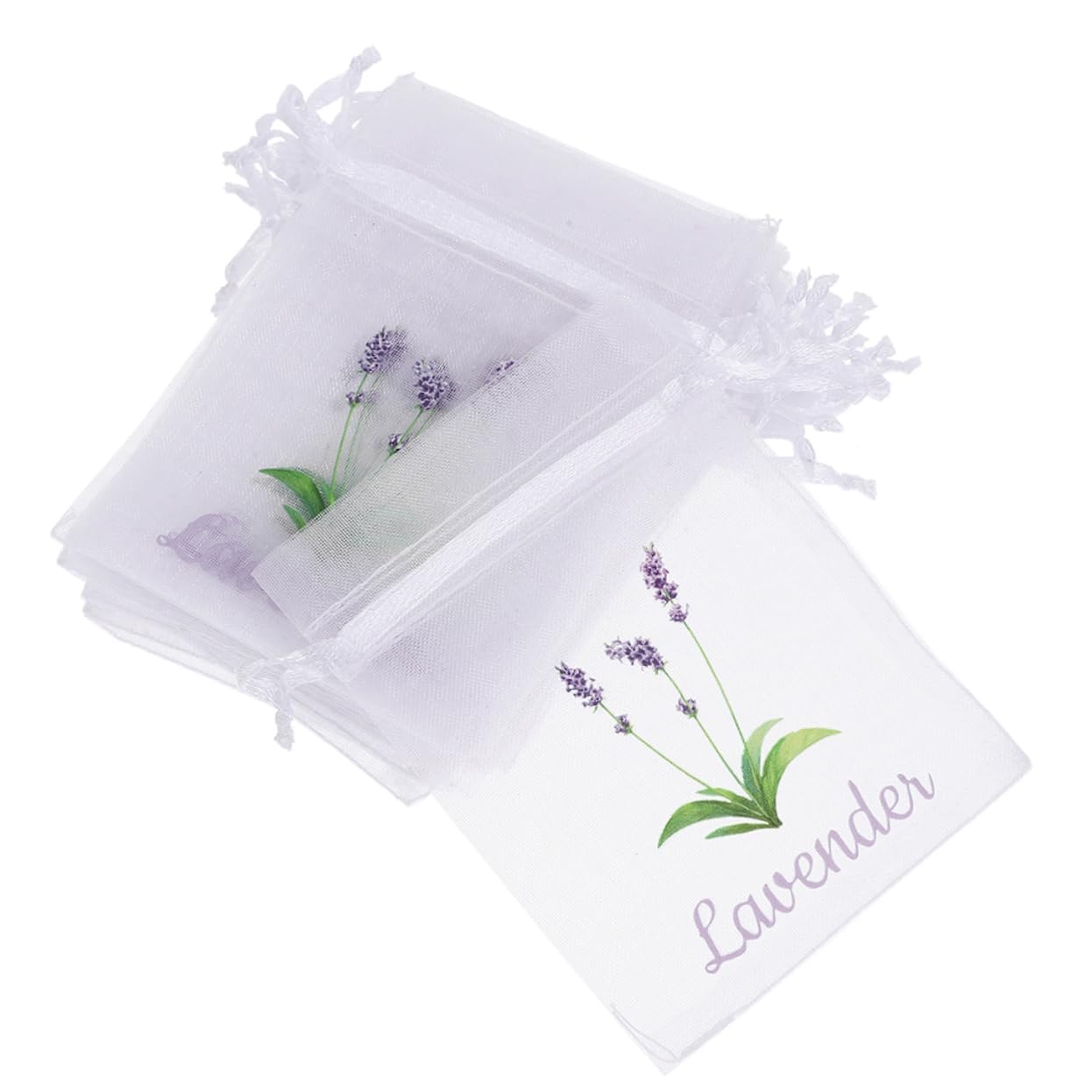 ORFOFE 50Pcs Small Lavender Sachet Bags Empty Drawstring Pouches for Closet Storage Dried Flowers Spices Light Purple Mesh Bags for Organizing Freshening Air