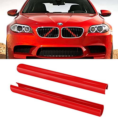 Image of Jaronx Compatible with BMW Grill Inserts for 2 5 6 7 X1 X2 Series,F10 F11 F45 F12 F13 F01 F02 F48, Compatible with BMW V Brace Wrap Covers Blue Grill Stripes Front Insert Trims Stripes (Red)