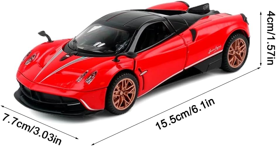 Image of Alloy Diecast Metal Cars Model Collectible Pagani Huayra Dinastia 1:32 Pull Back Vehicle Toy for Kids Boys Girl Gift (RED)