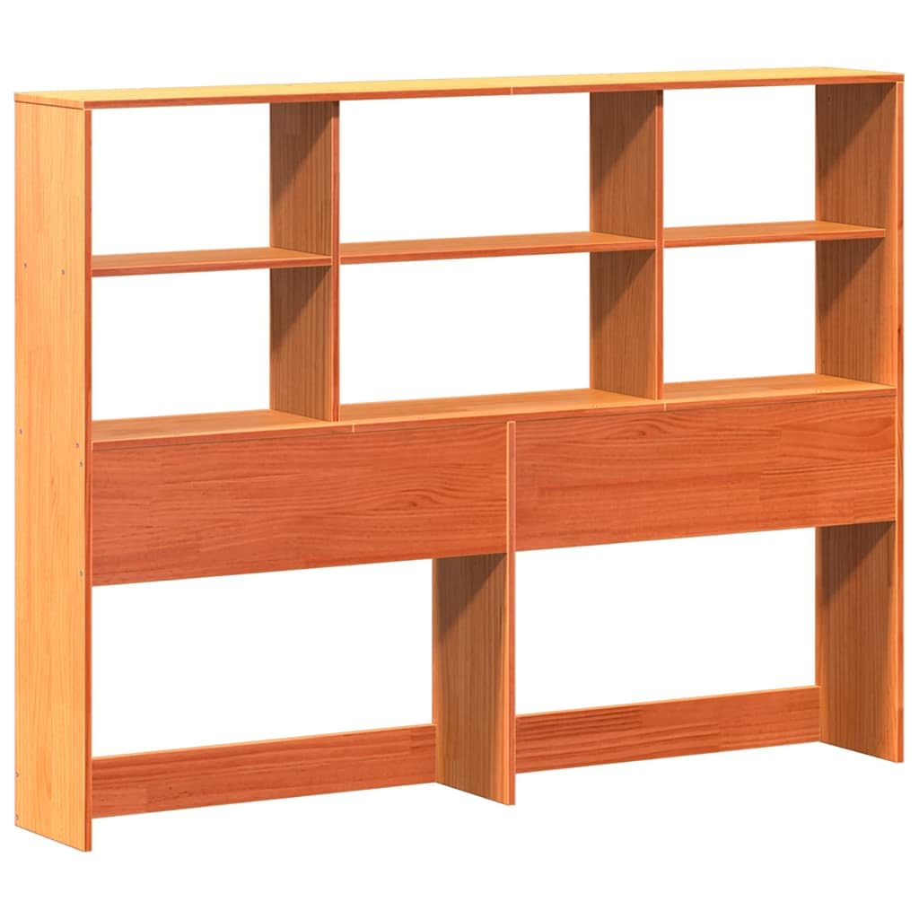 vidaXL Cabecero de Cama almacenaje Madera Maciza Pino marrón 135 cm