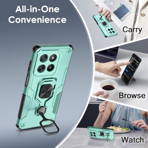 Image of TheGiftKart Tough Armor Bumper Back Case Cover for Motorola Moto G67 Power / G57 Power 5G | Ring Holder & Kickstand in-Built | 360 Degree Protection Back Cover for Moto G67 Power 5G (PC & TPU, Green)