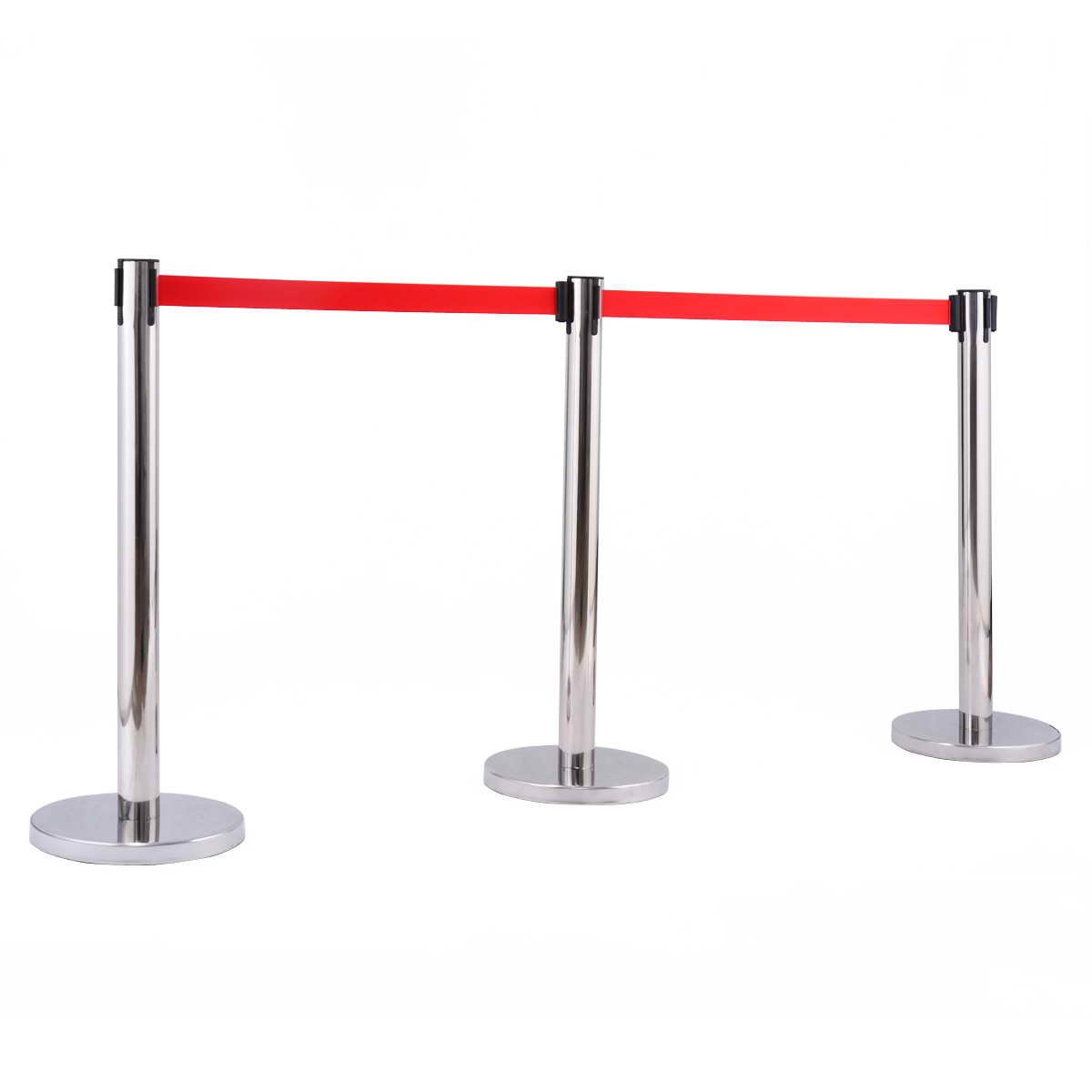 CASART Retractable Belt Stanchion, 6PCS Crowd Control Barriers with 2m Railing Belt, Stainless