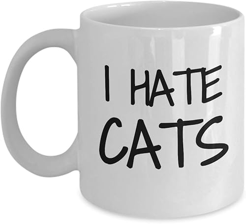 Taza de café con texto en inglés "I Hate Cats" (I Hate Cats)