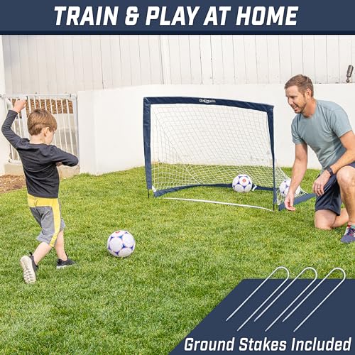 Image of GoSports Portable Soccer Goals for Kids - 13 Color Options - Choose 4 x 3 ft or 6 x 4 ft - Team Tone Pop Up Nets for Backyard