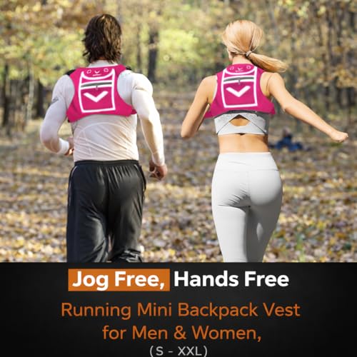 Running Mini Backpack Vest for Men & Women - Hi-viz gear, Holds Valuables, any Phone - Ideal for Fitness, Walking, Cycling!