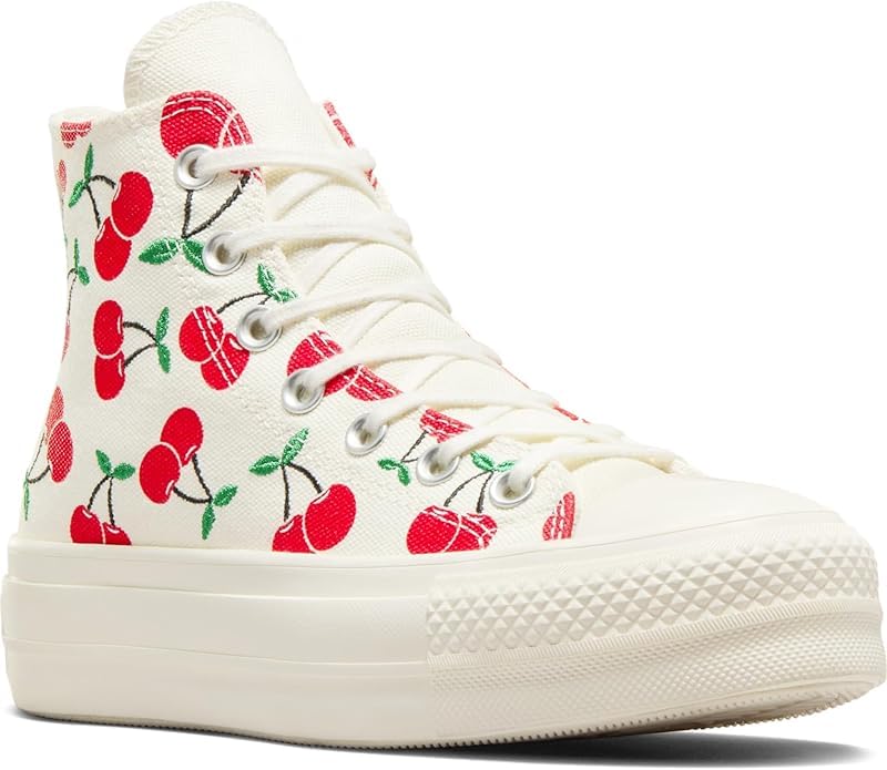 Converse Womens' Chuck Taylor All Star Hi Top Lift Platform Sneakers, Cherry Egret/Red/Green, Size 10