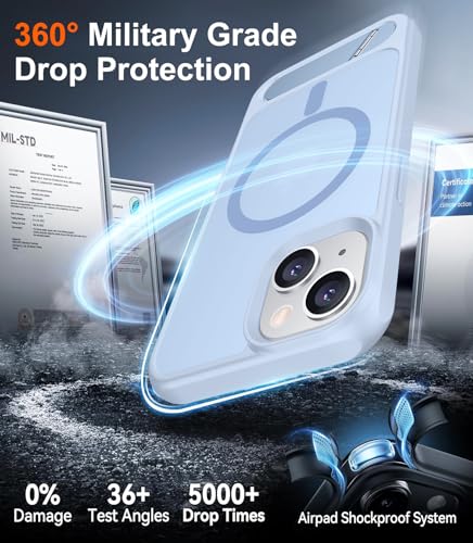 Image of Magnetic Compatible with iPhone 14 Case /iPhone 13 Case,[Built-in Invisible Kickstand][Compatible with MagSafe][Military Grade Shockproof] Slim Translucent Matte Phone Case for iPhone 14 /13 6.1 inch