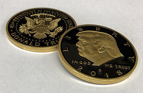 Image of Donald Trump Black & Gold Coin 2018 with Certificate of Authenticity, President Coin, Trump Coin Collectors, 24kt Gold Plated with Black Inlay, 38mm x 2mm
