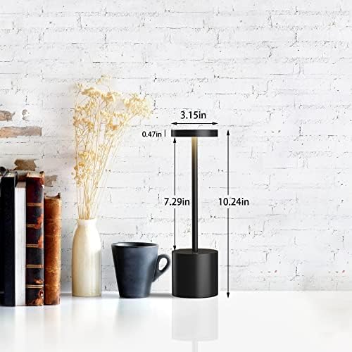 LED Cordless Table Lamps Set of 2,Portable Rechargeable 5000mAh Outdoor Table Lamp,3 Color Stepless Dimmable Battery Powered Lamp, Table Light for Dinner/Patio/Restaurant/Bedroom.(Black) 3 51OHblTAluL. AC