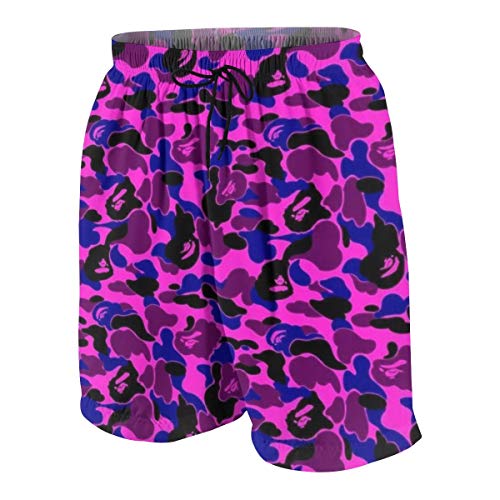 ~ Bape Camo Teen Beach Pants Slim Fit Swim Trunks Beach Half Pants for Teens Boys, Quick Dry Swimwear