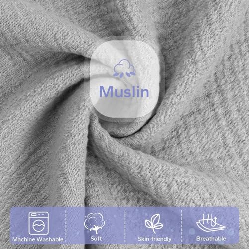 Image of FUNUPUP Muslin Baby Lounger Cover Only, Grey | 100% Muslin Cotton Soft Breathable Easy On /Off Envelope Closure Machine Washable Easy-Clean Protector Neutral Colors