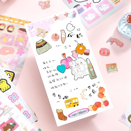Image of 20 Sheets INS Style Cute Cartoon Sticker Book - Kawaii Stickers for Journaling Junk Journal Scrapbooking Planner DIY Crafts