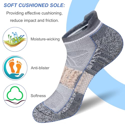 Men's Ankle Comfort Cushioned Anti-Blister Wicking Breathable Athletic Running Socks 5 Pairs4