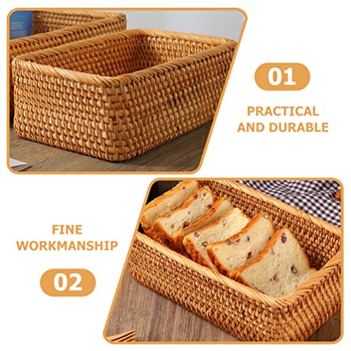 Operitacx Cestas de vime para pão de vime, cestas de frutas retangulares, tigelas de vime natural, c