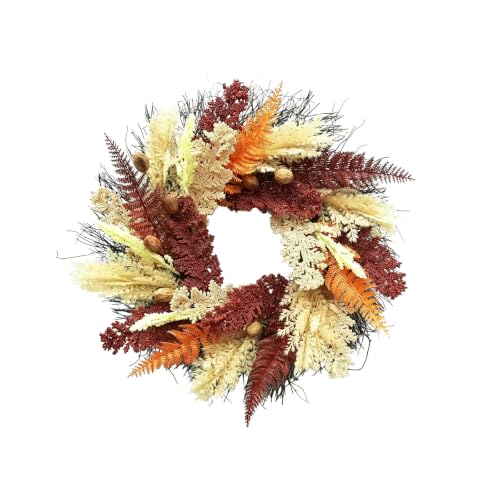 20in Fall Wreath, Artificial Fern Grain Nut Harvest Wreath for Front Door - image 3