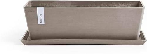 Miniatura 5 de Ecopots Maceta rectangular moderna de plástico Brujas reciclado para interiores y exteriores, color gris topo, 21.5 pulgadas