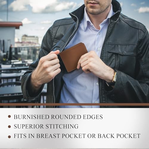 Tony Perotti Men's Italian Leather Bifold Wallet With ID Window Flap, Card Holders, Pocket Size 4.5"(w) - Eco-Friendly Vegetable-Tanned4