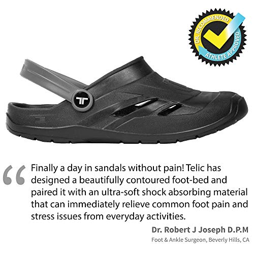 Image of Telic Unisex Dream Clog - Slip-Resistant Comfort Sandal, Midnight Black /Gray, 6 Women /5 Men