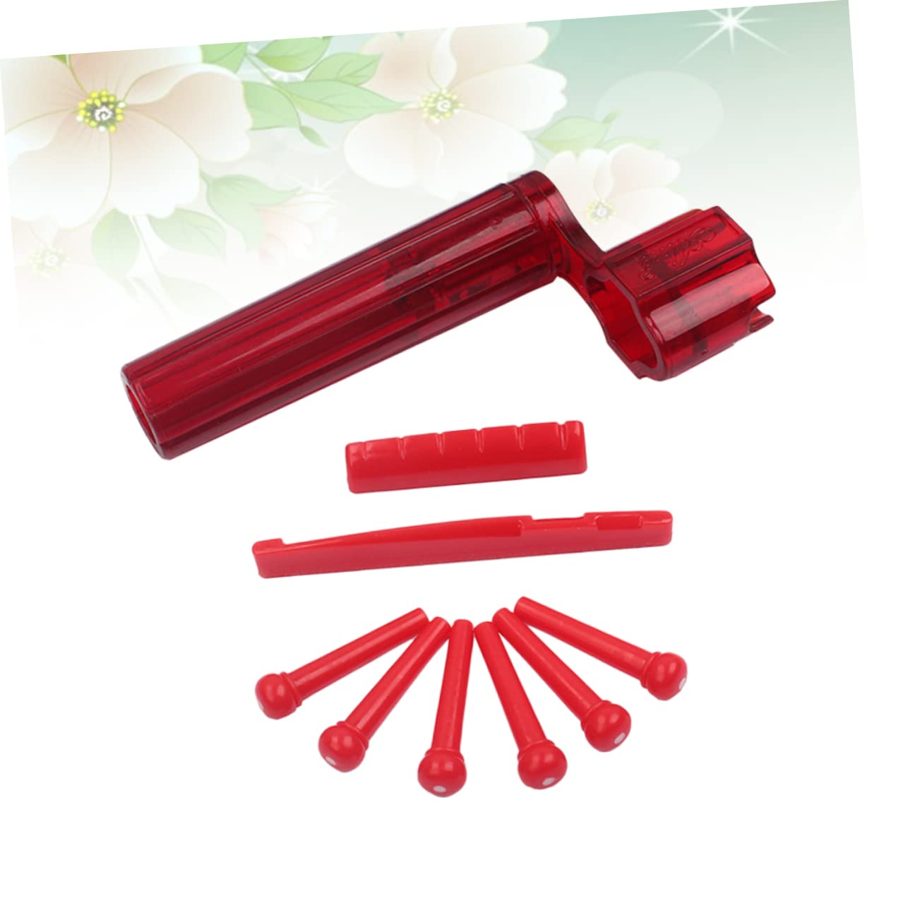 Garneck Guitar Saddle Nut Spring Winder Red Acoustic Guitar Bridge Pins Saddle and Nut Kit Improve Sound Quality