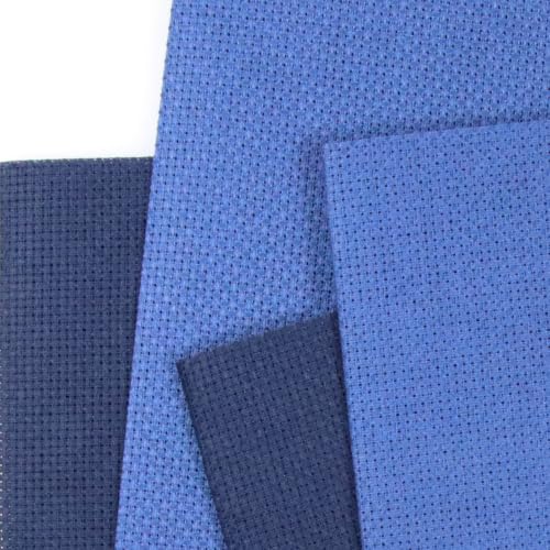 Image of KCS 4 /6 pc of 12 inch x 18 inch(30cmx45cm) 16 Count Cotton Aida Cloth Cross Stitch Fabric (4 pc,Jeans Blue+Navy Blue)