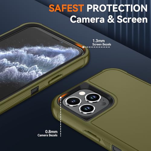 Image of SunStory Compatible with iPhone 11 Pro Max Case with HD Screen Protector, 3-Layer Heavy Duty Full-Body Cover,3 in 1 Hybrid Protective Case for iPhone 11 Pro Max 6.5 inch,ArmyGreen