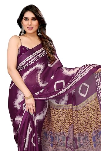 Image of MIRCHI FASHION Saree for Woman Chiffon Shibori Printed | Lightweight Regular Use and Professional Office Sari with Blouse Piece