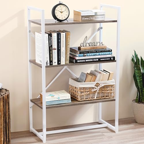 Image of ABOUT SPACE 3-Tier Book Shelf (3.5 ft) - Multipurpose Wooden Utility Rack with Metal Adjustable Bush DIY Open Display Shelf Storage Organizer Stand (L 60 x B 30 x H 105 cm)
