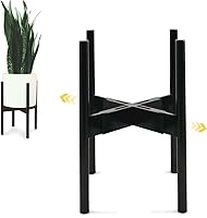 Vista 11 de Fox & Fern Soporte Grande Ajustable para Plantas de Interior — 11 a 15 Pulgadas, Soporte Premium de Bambú Estilo Moderno de Mediados del Siglo