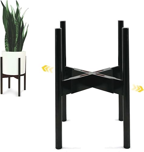 Miniatura 11 de Fox & Fern Soporte Grande Ajustable para Plantas de Interior — 11 a 15 Pulgadas, Soporte Premium de Bambú Estilo Moderno de Mediados del Siglo