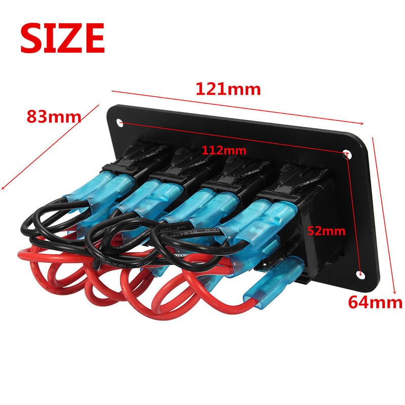 12V/24V 4 Way Automotive Toggle Rocker Switch Panel 5 Pins Car RV Bus Power Control Blue Light