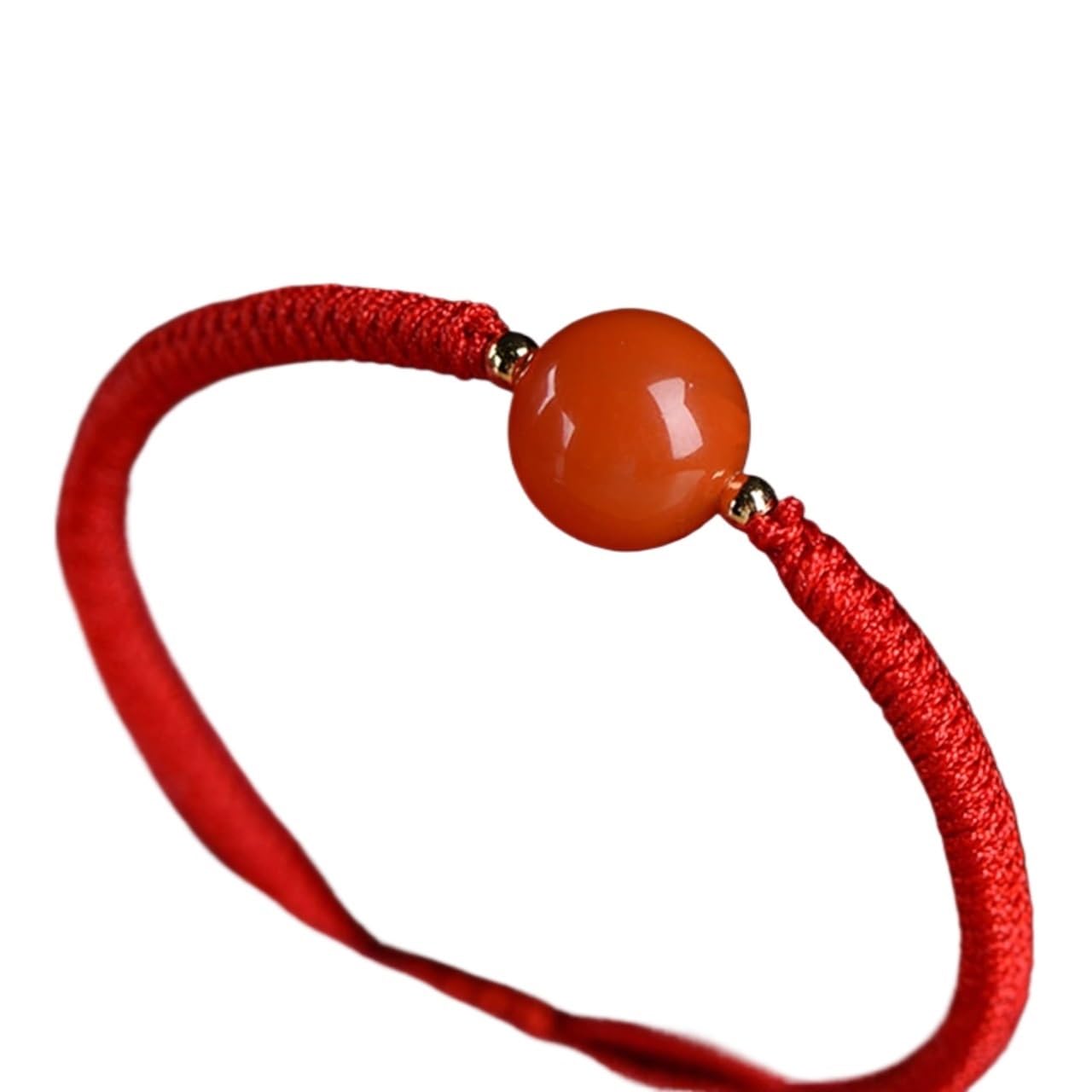 OIFAODAO Rosary bracelet, Red Agate Bracelet Laughing Buddha Cord Adjustable(Lucky bead)