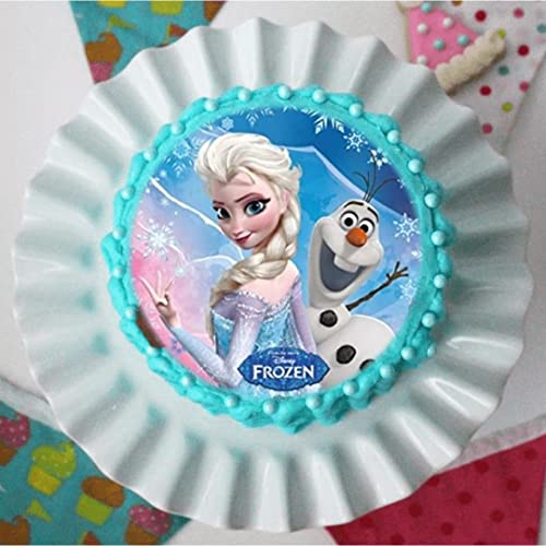 chocodic Disque Azyme Reine des neiges pour décoration de gâteau - Modèle Elsa Olaf - 20cm