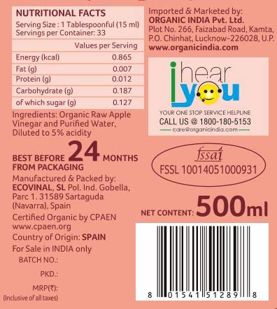 Image of Organic India Virgin Coconut Oil, 500ml & Apple Cider Vinegar 500 Ml