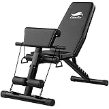 CuteeFoxトレーニングベンチ マルチシットアップベンチ 折り畳み フラットベンチ 角度調節簡単 腹筋 背筋 ダンベル ベンチ 収納便利 (黒)