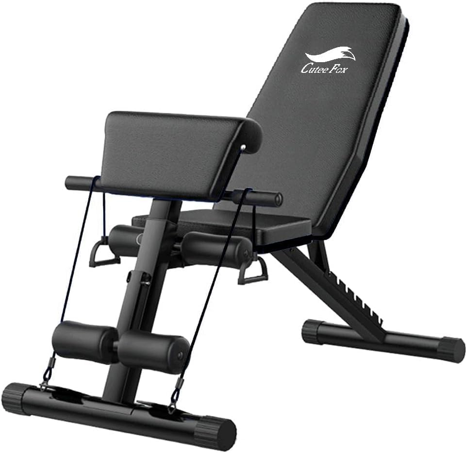 CuteeFox Multi-Sit-Up Bench, Foldable, Flat Bench, Easy Angle Adjustment, Abs, Back, Dumbbell, Convenient Storage