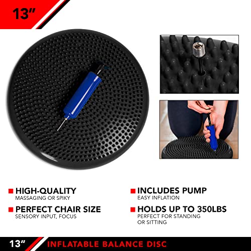 Image of JFIT Inflatable Balance Disc - 13 inch or 26 inch Large Wobble Cushion Trainer - Durable Exercise Balance Pad for Coordination, Stability, and Core - Home, Gym, and Pet Training